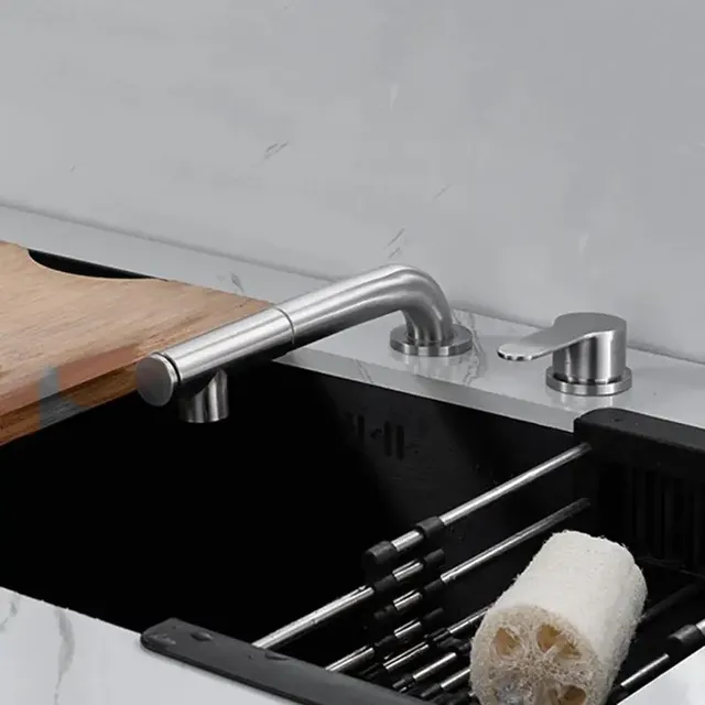 Robinet d'évier de cuisine extractible en acier inoxydable – vue 5