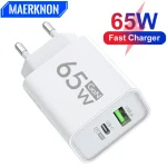 Chargeur USB C 65W GaN Type C, Charge rapide, adaptateur de téléphone pour iPhone Samsung Xiaomi, Charge rapide, prise ue/US, chargeur mural