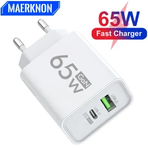 Chargeur USB C 65W GaN Type C, Charge rapide, adaptateur de téléphone pour iPhone Samsung Xiaomi, Charge rapide, prise ue/US, chargeur mural