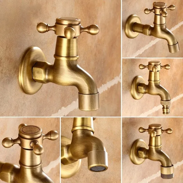 Robinet mural laiton massif bronze antique vintage rétro… – vue 2