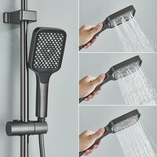 Colonne douche thermostatique murale tête pluie carrée… – vue 3