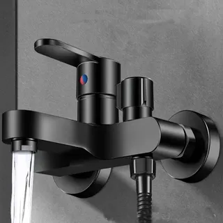 Robinets de douche de salle de bains en laiton noir/argent