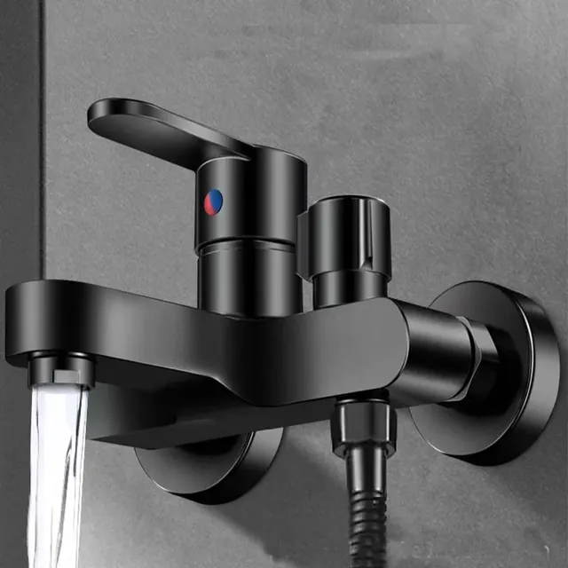 Robinets de douche de salle de bains en laiton noir/argent