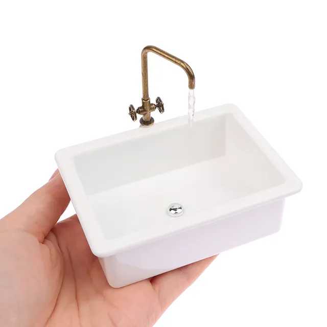 Miniature évier résine plastique blanc noir profond… – vue 2