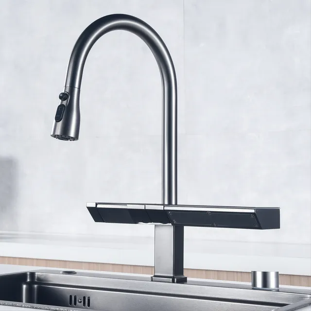 Robinet de cuisine gris en laiton avec affichage… – vue 4