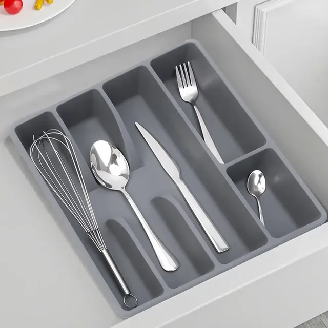Organisateur tiroir cuisine silicone souple gris mat… – vue 4