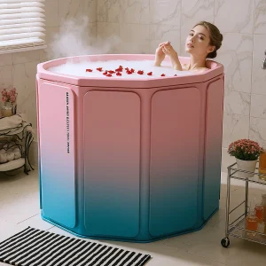 Baignoire pliable Portable pour adultes, 1 pièce, bain autoportant, baignoire de trempage, SPA familial, seau de bain pliable, Orange, moderne, PVC