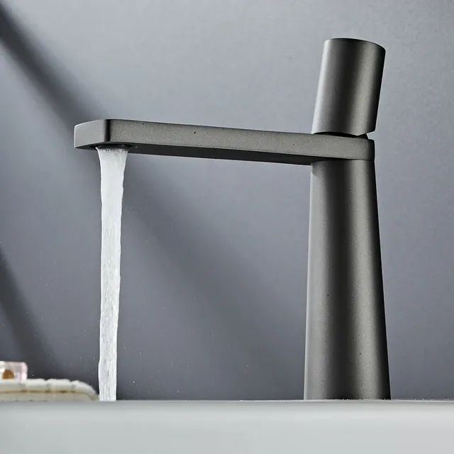 Mitigeur lavabo monocommande laiton massif noir mat doré… – vue 4
