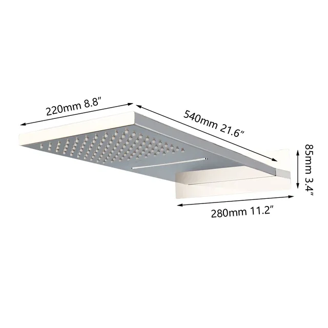 ZAPPO Pommeau de douche cascade carrée pour salle de… – vue 2