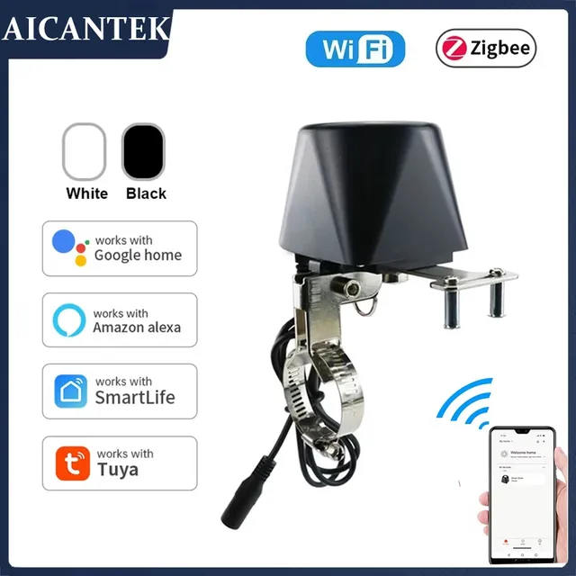 Tuya Zigbee ou Wifi vanne d'eau arrêt de gaz robinet à…