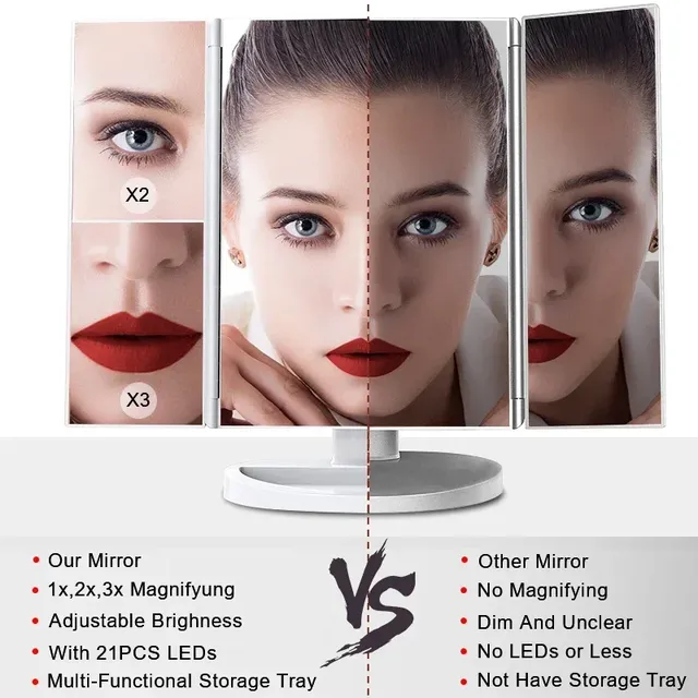 Miroir de maquillage de bureau à 72 lumières LED – vue 5