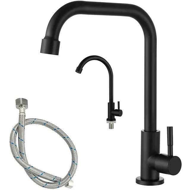 Robinet de cuisine en acier inoxydable noir G1/2