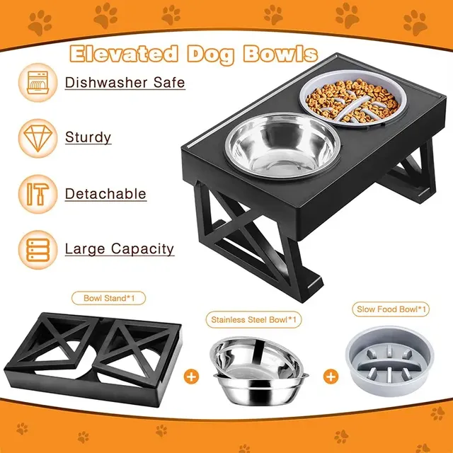 Support de bols doubles surélevés pour chien – vue 3