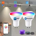 Tuya GU10 ampoule intelligente à intensité variable WiFi ou Bluetooth lampes LED Smart Life App contrôle ampoule de projecteur fonctionne avec Alexa Google