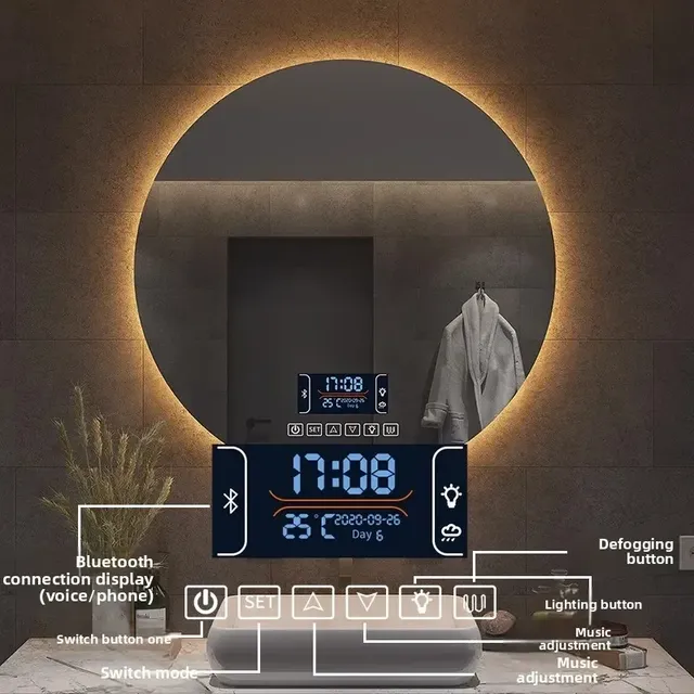 Miroir rond mural intelligent tactile led rétroéclairage… – vue 2