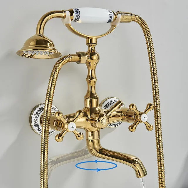 Robinet mitigeur de baignoire noir doré de luxe – vue 2