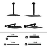 Blanc noir or haute qualité 8/10 pouces en acier inoxydable Ultra-mince cascade pomme de douche pluie pomme de douche pluie carré rond