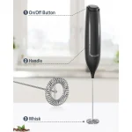 BHBD-batterie portative pour mousseur à lait, baguette électrique pour mousseur, mélangeur de boissons avec fouet en acier inoxydable pour le café