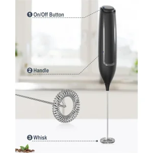 BHBD-batterie portative pour mousseur à lait, baguette électrique pour mousseur, mélangeur de boissons avec fouet en acier inoxydable pour le café