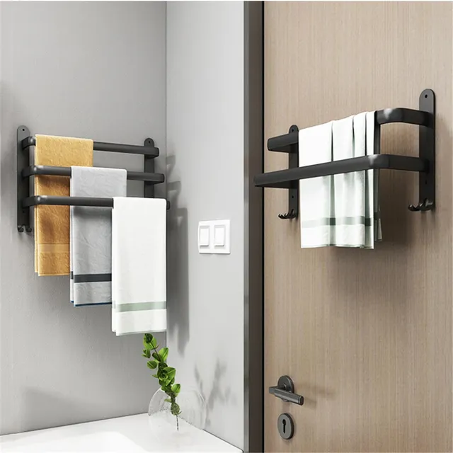 Porte-serviettes de salle de bain 3 couches sans perceuse – vue 2