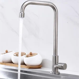 Robinet de cuisine en acier inoxydable 304, purificateur d&rsquo;eau, robinet d&rsquo;eau froide unique, robinet d&rsquo;évier de cuisine monté sur le pont