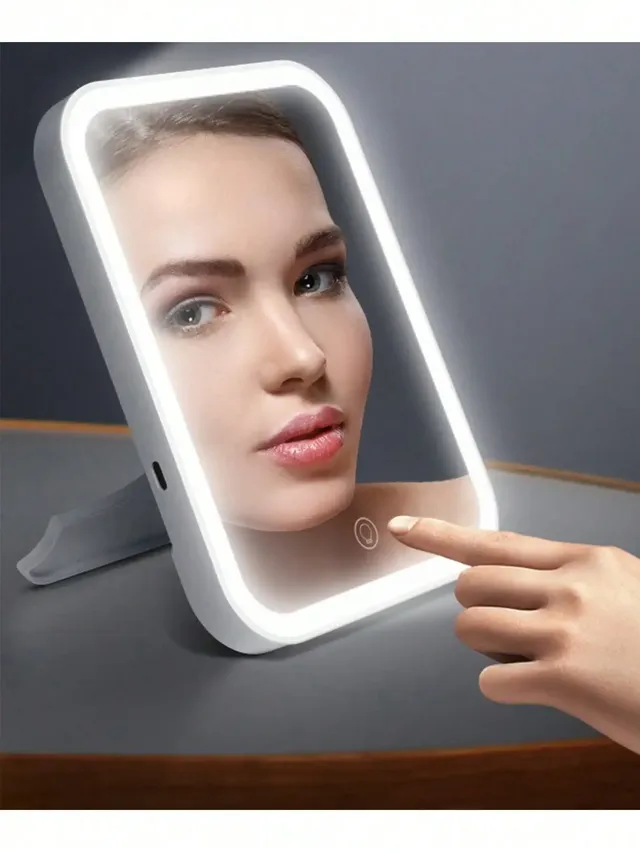 Miroir maquillage DEL rechargeable USB rectangulaire… – vue 2