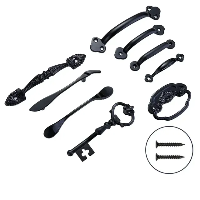 Lot poignées boutons meubles noir mat alliage zinc métal… – vue 6
