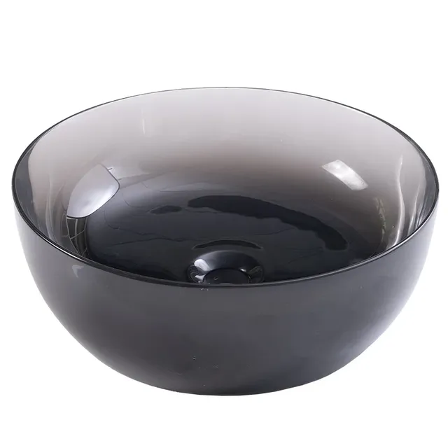 Vasque ronde verre fumé brillant courbes lisses rebord… – vue 2