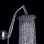Pommeau de douche à main haute pression, pommeau de douche à effet pluie, ultra-fin, grand, luxe, ABS, acier inoxydable, 6 po