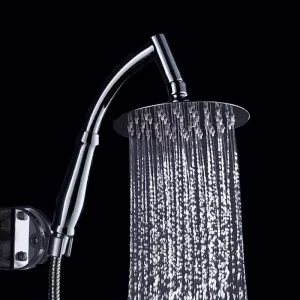 Pommeau de douche à main haute pression, pommeau de douche à effet pluie, ultra-fin, grand, luxe, ABS, acier inoxydable, 6 po