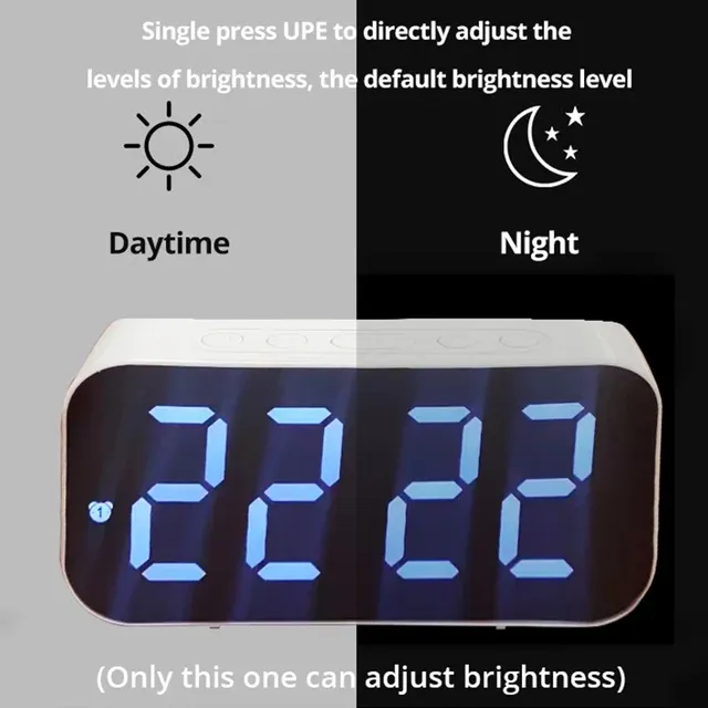 LED miroir horloge de Table alarme numérique Snooze… – vue 3