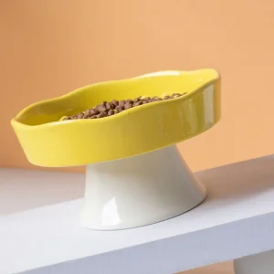 Bol de nourriture lente en céramique pour chat, mignon, Anti-basculement, pour animaux de compagnie, pied haut, grande capacité, multi-usage, bassin d&rsquo;alimentation pour chien, chaton, chiot
