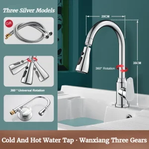 GEGVE robinet de cuisine amovible tête Flexible robinets chauds et froids robinet mitigeur manuel noir pour évier de cuisine adapté à l&rsquo;israël