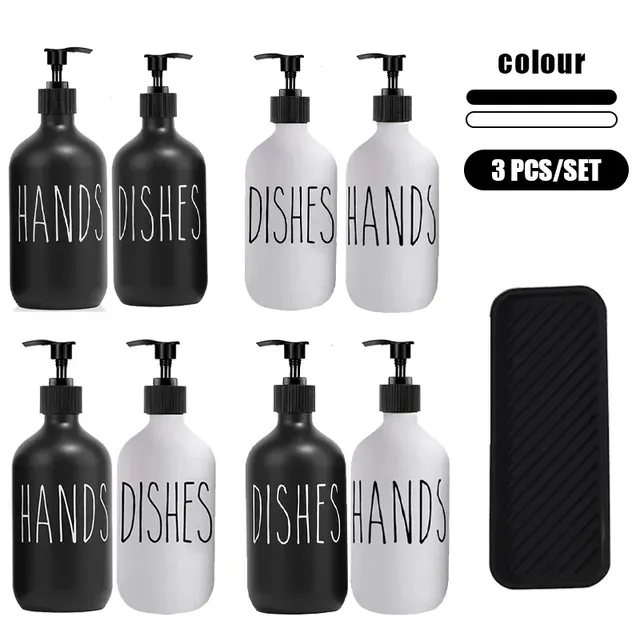 Distributeur de savon blanc/noir de 500ml