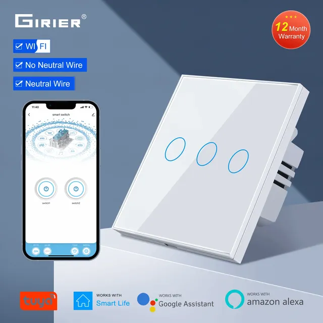 Wifi interrupteur tactile mural ue aucun fil neutre…