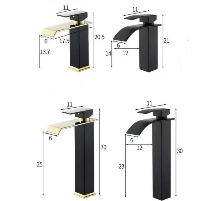 Robinet de lavabo Robinet cascade doré et noir Robinet… – vue 4