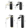 Robinet de lavabo Robinet cascade doré et noir Robinet… – vue 4