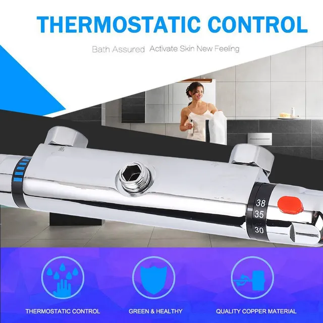 Mélangeur de douche thermostatique chromé moderne – vue 2