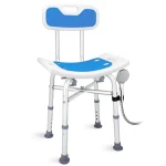 Siège de chaise de douche avec accoudoir rembourré et dossier pour baignoire de douche, chaise de bain à hauteur réglable pour personnes âgées handicapées