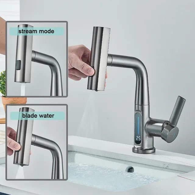 Robinet cuisine extractible cascade affichage numérique… – vue 4
