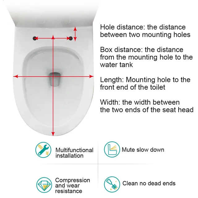 Siège de toilette carré à fermeture douce – vue 4