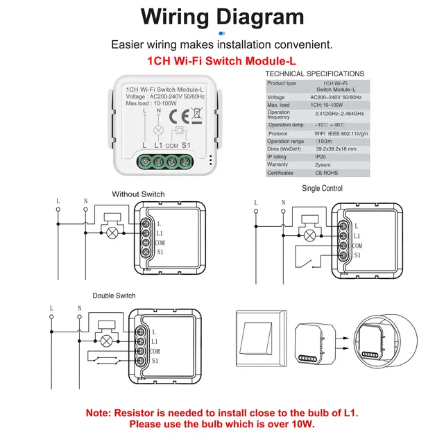 GIRIER Tuya Module de commutateur de lumière WiFi… – vue 3