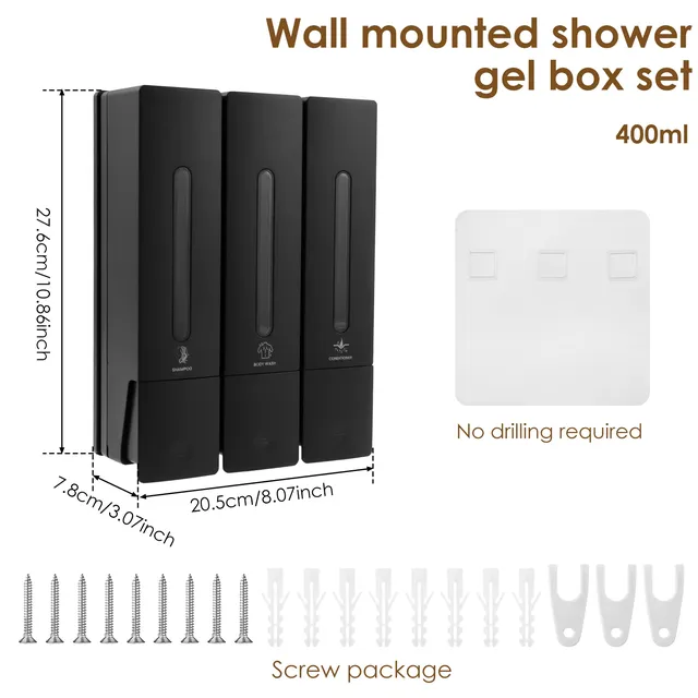 Distributeur mural triple shampooing conditionneur gel… – vue 6
