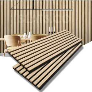 Placage de panneau de bois en fibre de polyester de densité moyenne utilisé pour le bureau intérieur de la maison bricolage décoration murale panneau insonorisant en bois