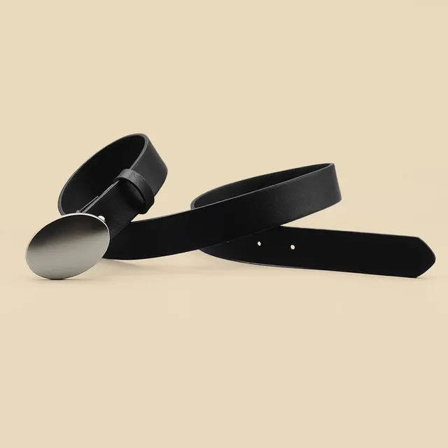 Ceinture femme fine noire similicuir lisse boucle ovale… – vue 4