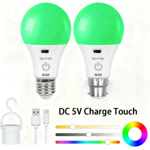 Ampoule Rechargeable 5V, télécommande, batterie RGB, couleur changeante, température, fonction minuterie variable pour lampe de Table sans fil Ampoule Rechargeable 5V, télécommande, batterie RGB, couleur changeante, température, fonction minuterie variable pour lampe de Table sans fil