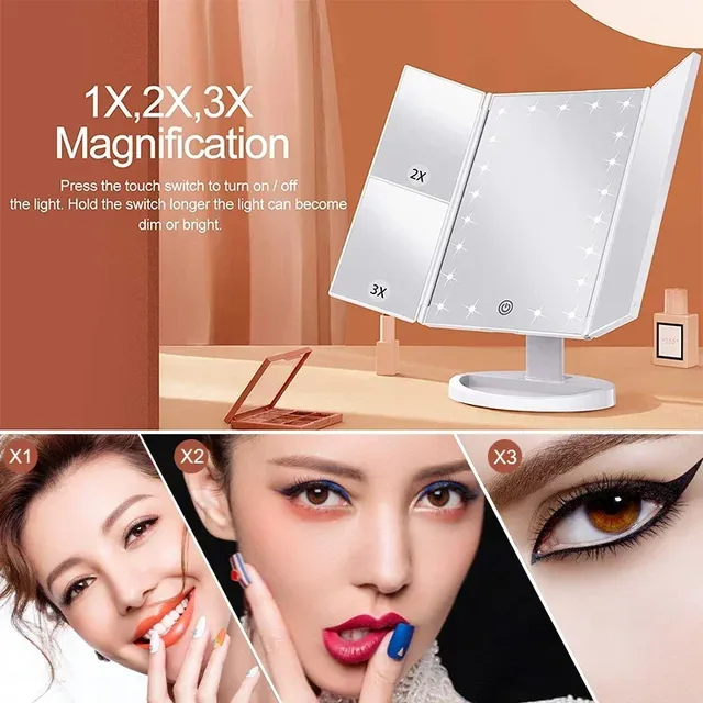 Miroir de maquillage de bureau à 72 lumières LED – vue 4