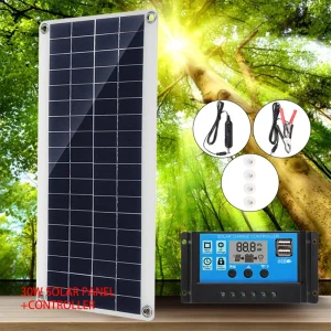 Ensemble de panneaux solaires 30W, Kit de contrôleur, système de générateur USB Portable 12V 24V, chargeur d’énergie électrique, panneau de Camping 10/20/30A Ensemble de panneaux solaires 30W, Kit de contrôleur, système de générateur USB Portable 12V 24V, chargeur d’énergie électrique, panneau de Camping 10/20/30A
