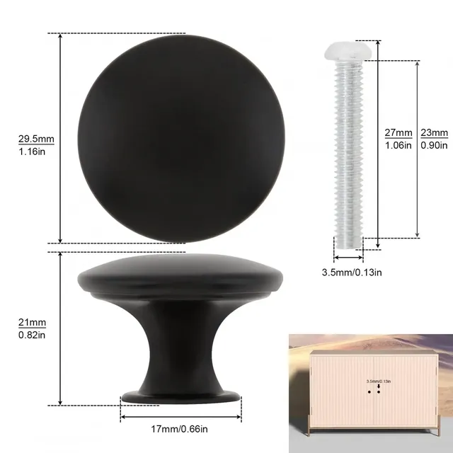 Bouton d'armoire rond à trou unique – vue 2