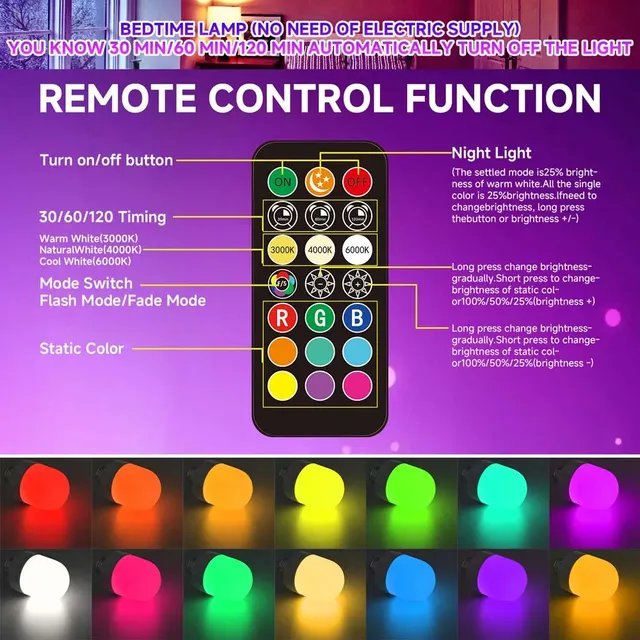 【Ampoule RVB rechargeable】 8 modes de scène – vue 4